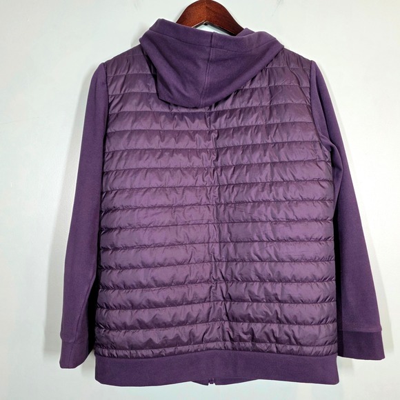 Weekends by Chicos Purple Quilted Hybrid Zip Up Hoodie Jacket Size 0 XS S - Picture 2 of 9